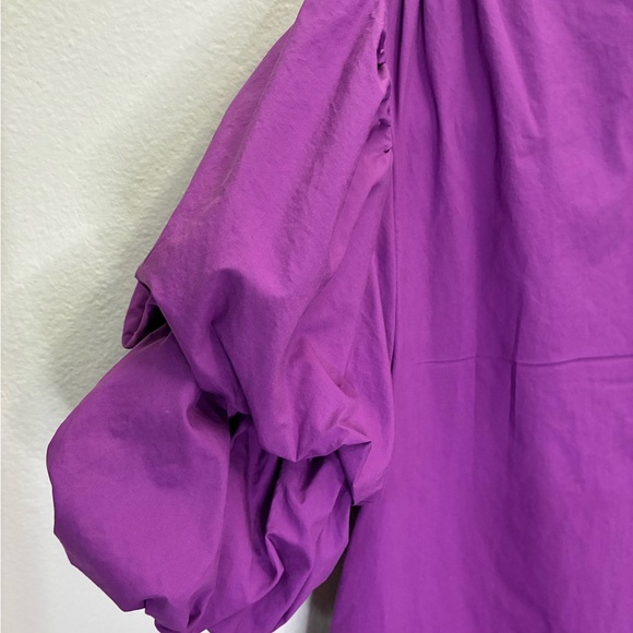 English Factory Purple Midi Dress with Puff Sleeves - Picture 7 of 8